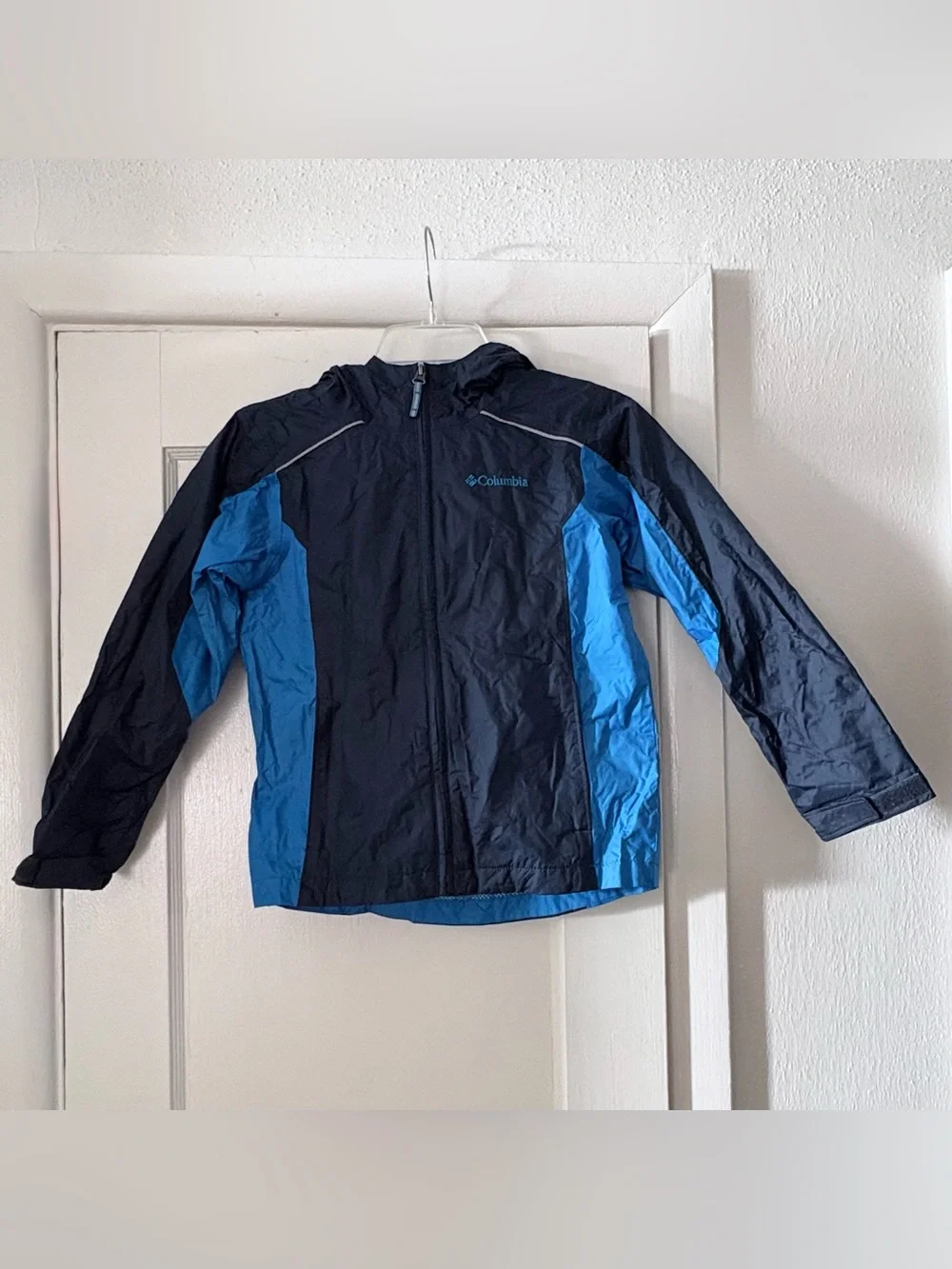 Columbia Kids Blue Hooded Windbreaker Jacket ~ sz Small ( 8 )